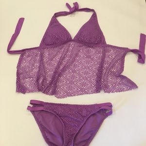 Mossimo Purple Women's Lace Swimsuit (Size M)